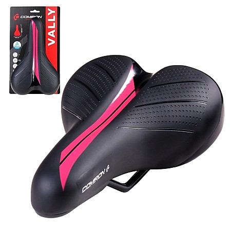 Седло детское COMIRON VALLY N942P 235x145мм черный-розовый (без замка)