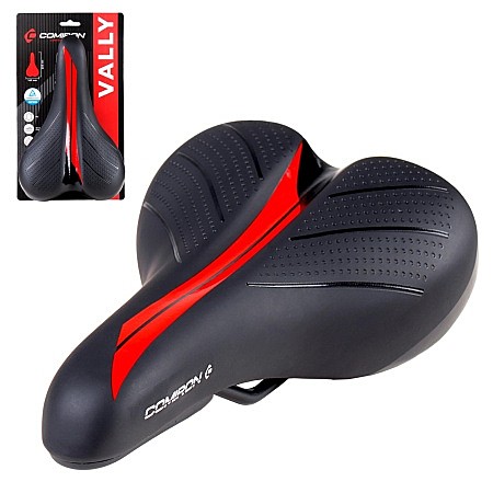 Седло детское COMIRON VALLY N942R 235x145мм черный-красный (без замка)