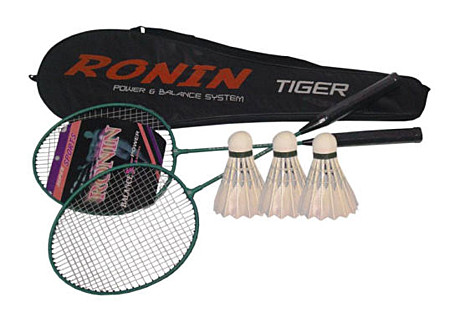 Бадминтон стальной сплав TIGER (2 ракетки+ 3 пластиковый волан в чехле)
