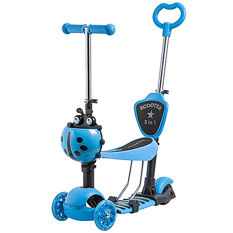 Самокат-кикборд Novatrack Disco-kids Saddle PRO для детей, трансформер, свет.колеса PU 120*90мм