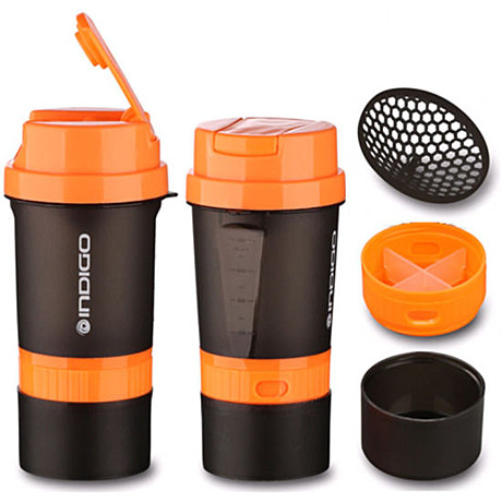 Бутылка для воды (шейкер) INDIGO KIVACH черно-оранжевый