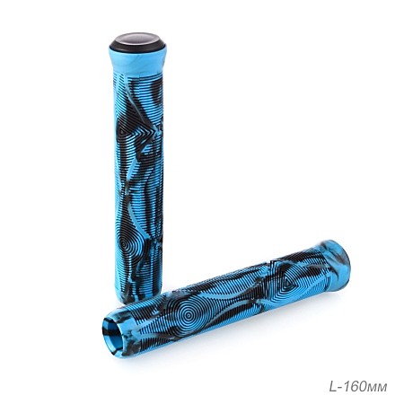 Ручки руля 160мм SG-160TPE-Bl с заглушками (голубой-черный)