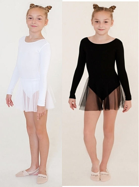 Купальник гимнастический длинный рукав с юбочкой