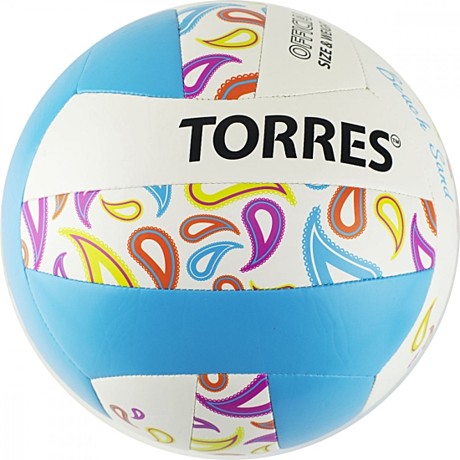 Мяч волейбольный TORRES Beach Sand Blue р.5, синт.кожа (ТПУ),маш.сш,бут.к,бел-голуб