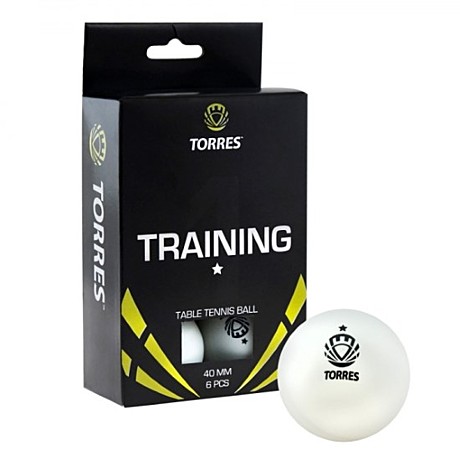Мяч для настольного тенниса Tоrres Training 1*  40мм 6шт/упак