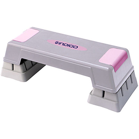 Степ-платформа для аэробики 3 уровня INDIGO Серо-розовый	70*28*12/17/22 см