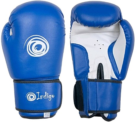 Перчатки боксерские INDIGO PVC 10 унц цв.синий PS-799