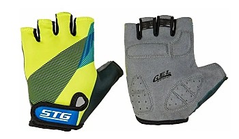 Перчатки велосипедные STG 910 (М, черно/салатовый-синий)