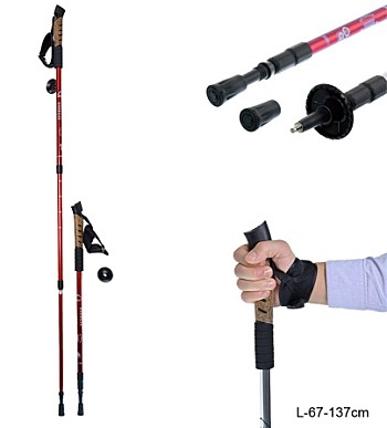 Палки для скандинавской ходьбы C-103 красные