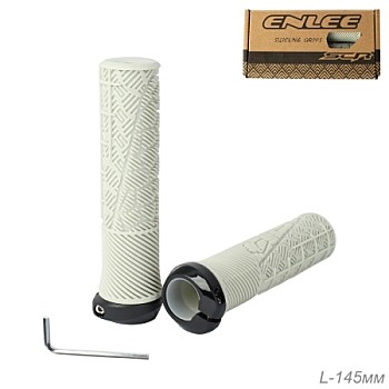 Ручки руля 145 мм ENLEE эргономичные ультрамягкие с PC струбцинами (Milktea gray)
