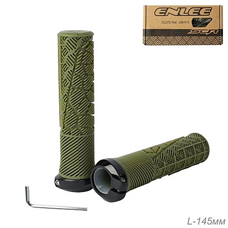 Ручки руля 145 мм ENLEE эргономичные ультрамягкие с PC струбцинами (Olive Green)