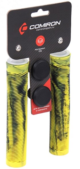 Ручки руля 160 мм SG-160TK-TPE-Y-BAG с заглушками (желтые)