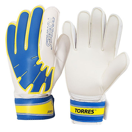 Перчатки вратарские Torres Jr цв.белый-голубой-желтый р.7  (FG05027-BU)