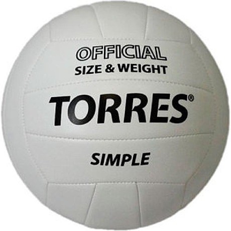 Мяч волейбольный TORRES Simple р.5, синт.кожа (ТПУ), маш. сшивка, бут. камера цв.бело-черный