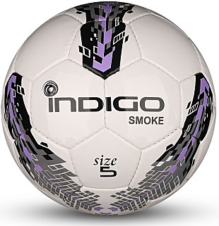 Мяч футбольный №5 INDIGO SMOKE тренировочный (PU SEMI) Бело-серо-фиолетовый