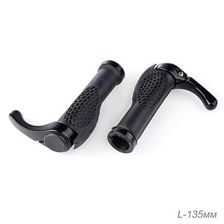Ручки руля 135 мм эргономичные с алюминевым рожком (Черные)