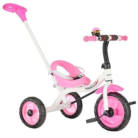 Велосипед 3-х колесный  ROCKET с родительской ручкой (бело/розовый)