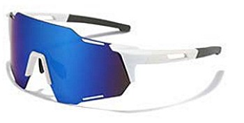 Очки спортивные солнцезащитные KRYPTON ударопрочные (Черный/синий) Линза- Зеркальная, PC+ Silicone мягкие накладка на нос и душки