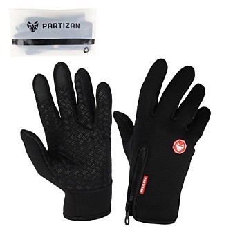 Перчатки велосипедные PARTIZAN A0001 теплые с длинным пальцем осень/зима (L, Черные)