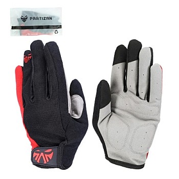 Перчатки велосипедные PARTIZAN A0050 легкие с длинным пальцем (L, Красные)