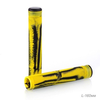 Ручки руля 160мм SG-160-TPE-Y с заглушками (желтый-черный)