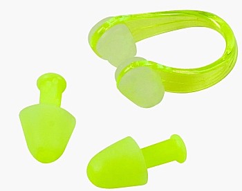 Комплект для плавания (зажим для носа и беруши) в боксе, жёлтый