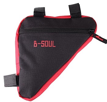 Велосумка подрамная BICYCLE SOUL с боковой молнией, крепление velcro Черно-красная 20х18,5х4