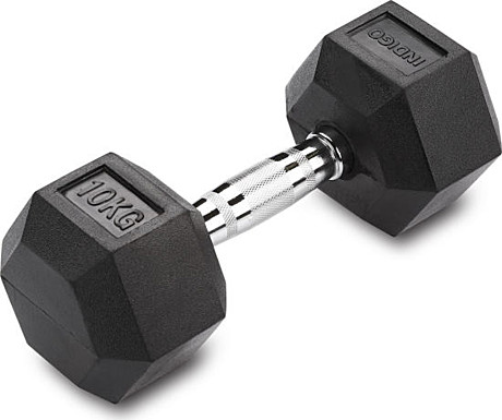 Гантель литая обрезиненная INDIGO Черный 10 кг