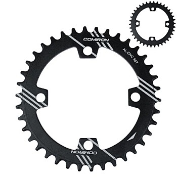 Звезда передняя 38Т COMIRON NAROW WIDE BCD104 фрезерованные облегчённые фаски зубьев AL6061-T6