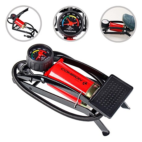 Насос ножной с манометром COMIRON FUJIN 1, однопоршневой, стальной  корпус