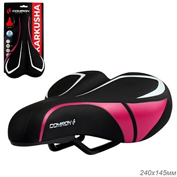 Седло детское COMIRON KARKUSHA N901R 240x145мм Черный-розовый (без замка)