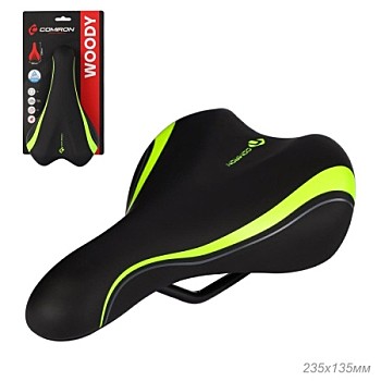Седло детское COMIRON WOODY N966-Y 235x135мм Черный-желтый (без замка)