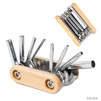 Мультитул складной KRAFTBIKE 8в1 легированная сталь. шестигранные/крестовые/плоские/torx.