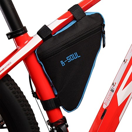 Велосумка подрамная BICYCLE SOUL, с боковой молнией, крепление velcro, чёрно-синяя, 20х18,5х4см