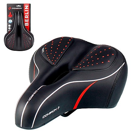 Седло COMIRON BERLIN FITNESS C014 270X195 гелевое комфортное Черный-красный (без замка)