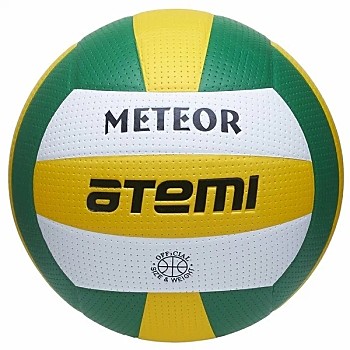Мяч волейбольный Atemi METEOR, синтетическая кожа PVC, зел.-жёлт.-бел.